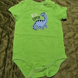Jumping Beans 3 Months Bright Green Big Cutie Dinosaur Onesie